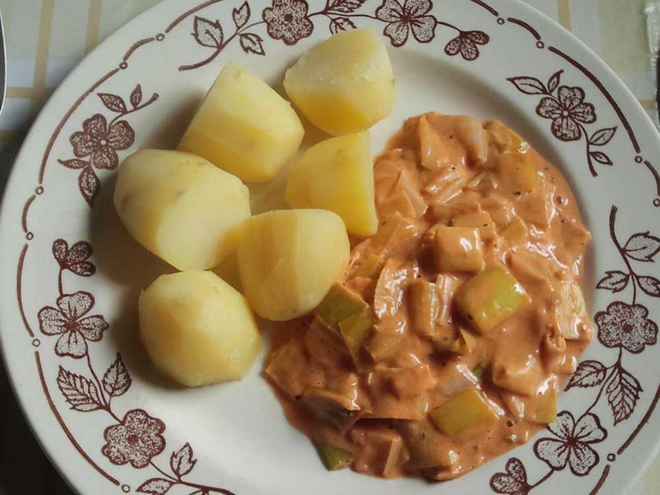 Kartoffel mit Porree und Sahnesauce